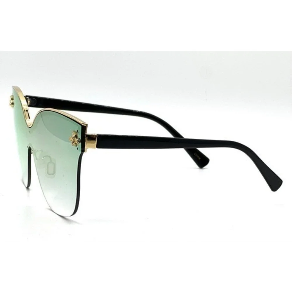 Oversized Sunglasses Pink Mirror Flat Lens‎ Fashion Rimless Shield Women Cat Eye